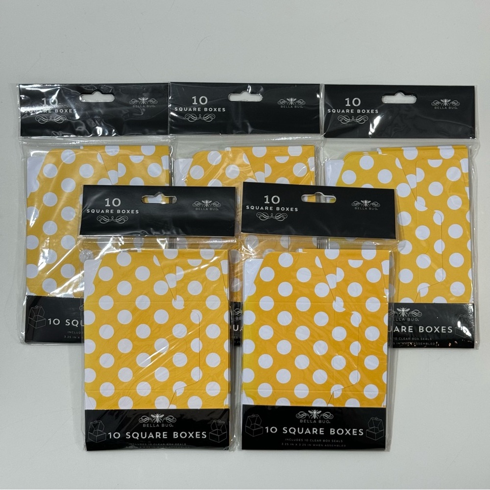 Bella Bug 5 - 10ct Square Boxes Yellow and White